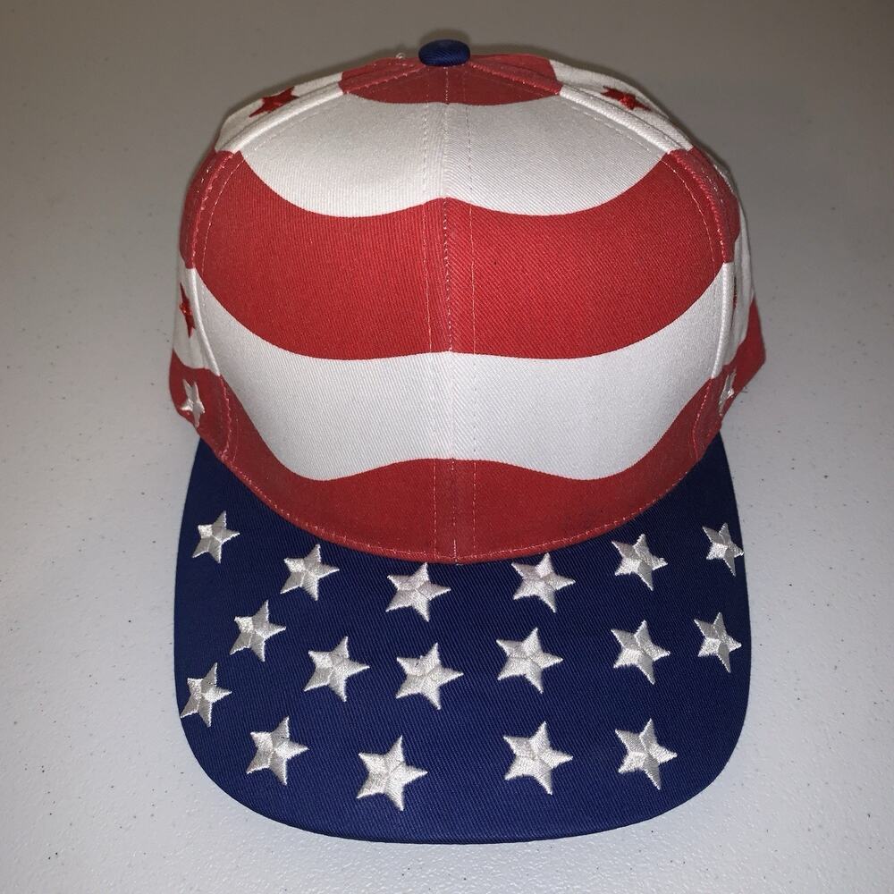Vintage 90s American Flag Strapback Hat Nissin Cap USA Patriotic